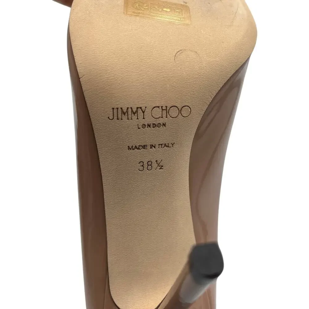 Jimmy Choo Pumps Heels Love 100 Pointed Toe Patent Leather Ballet Pink Size 38.5